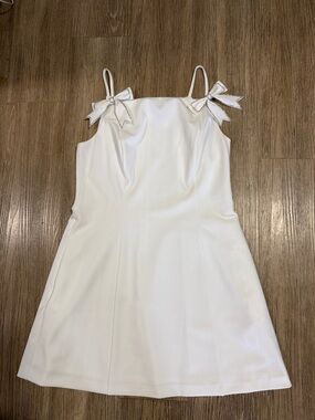 Adrianna Papell White Mini Dress with Bow Straps size 14